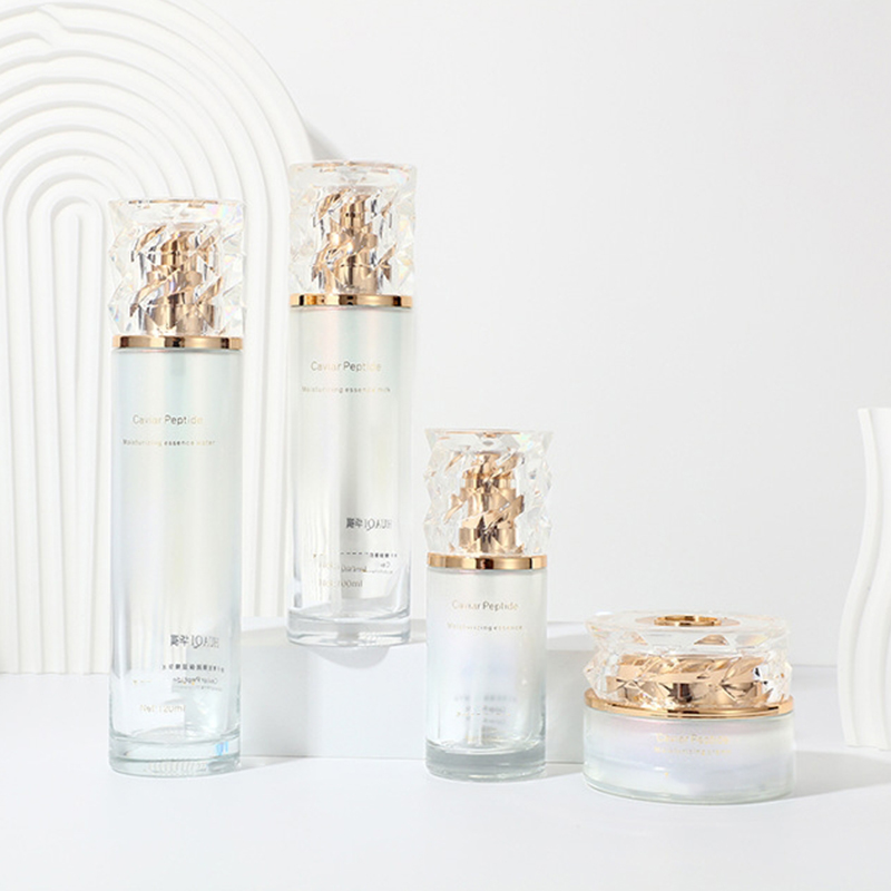 ست بسته بندی آرایشی شیب دار رنگی بطری لوسیون شیشه ای مخصوص مراقبت از پوست کرم صورت خالی چاپ شده با پمپ ست بسته بندی آرایشی شیب دار رنگی بطری لوسیون شیشه ای مخصوص مراقبت از پوست کرم صورت خالی چاپ شده با پمپ