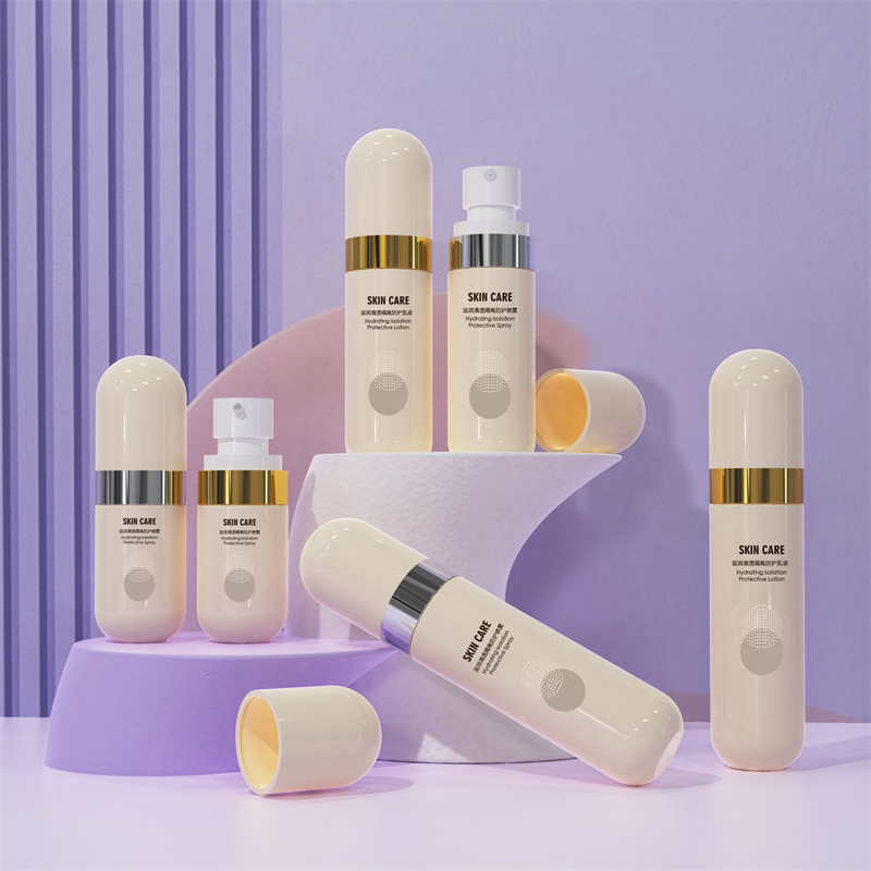 بطری پلاستیکی بژ 40 میلی لیتری 60 میلی لیتری 80 میلی لیتری ظروف اسپری الکلی بطری برای مراقبت از پوست بطری اسپری ضد آفتاب مداوم مه مو