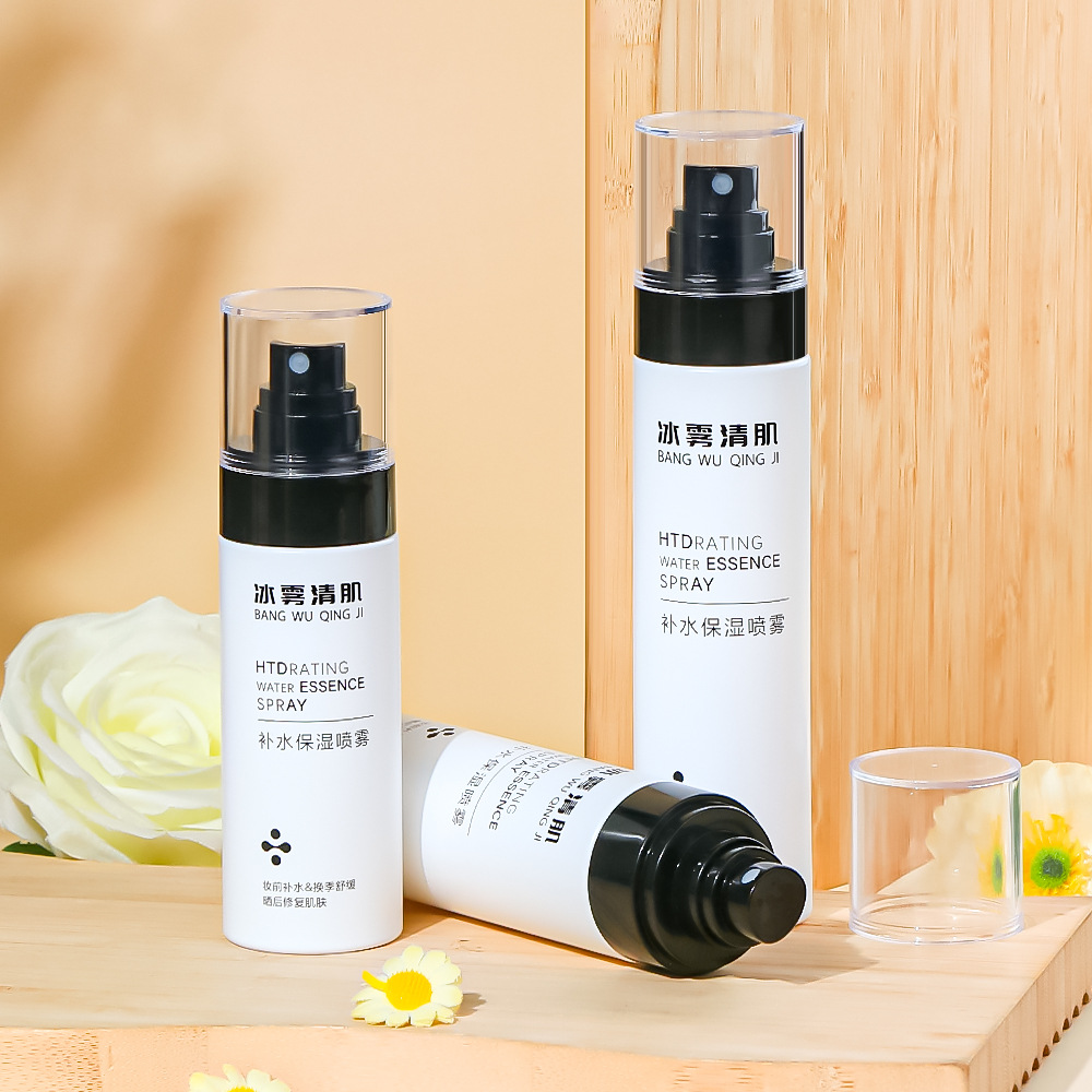 بطری اسپری مه پاش با دیواره ضخیم سفید 80 میلی لیتر 100 میلی لیتر 120 میلی لیتر 150 میلی لیتر PET پلاستیکی خالی بدنه ظریف برای آب مرطوب کننده عطر