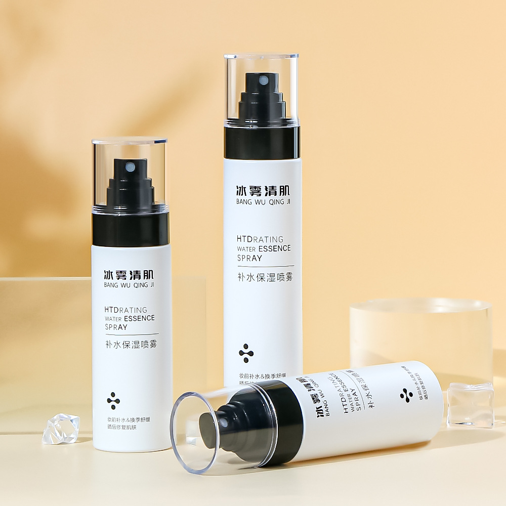 بطری اسپری مه پاش با دیواره ضخیم سفید 80 میلی لیتر 100 میلی لیتر 120 میلی لیتر 150 میلی لیتر PET پلاستیکی خالی بدنه ظریف برای آب مرطوب کننده عطر