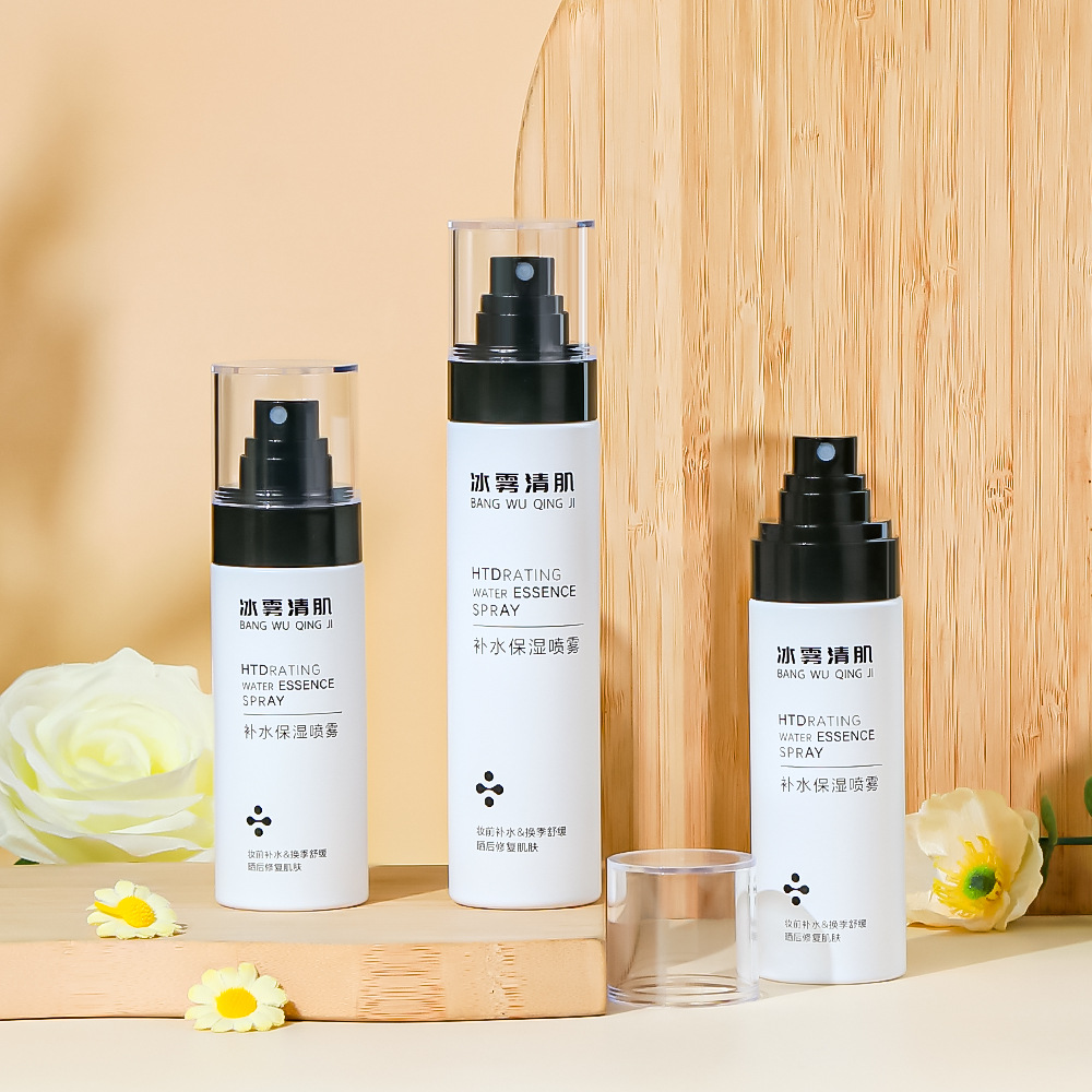 بطری اسپری مه پاش با دیواره ضخیم سفید 80 میلی لیتر 100 میلی لیتر 120 میلی لیتر 150 میلی لیتر PET پلاستیکی خالی بدنه ظریف برای آب مرطوب کننده عطر