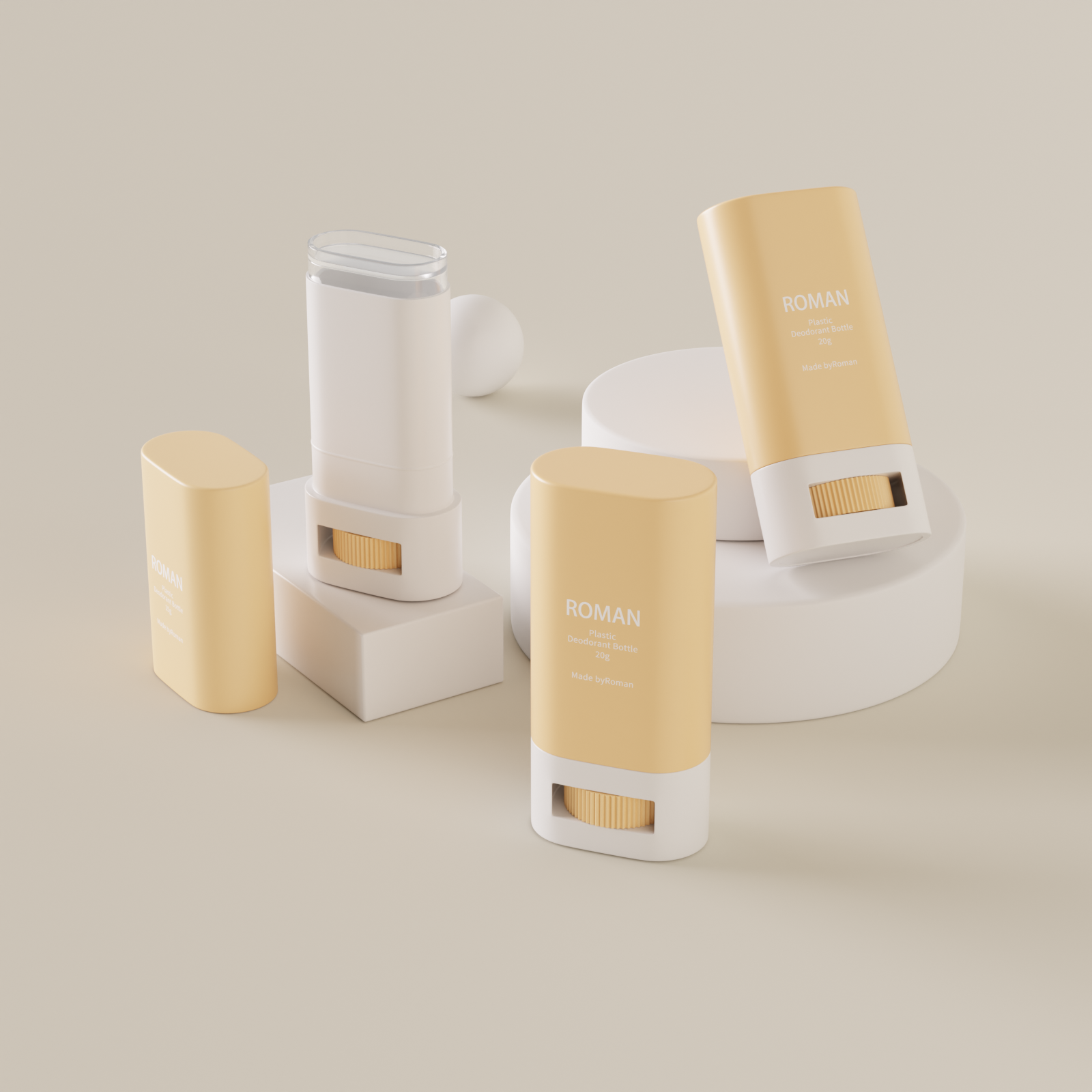 بسته بندی بسته بندی پرکننده Oem Odm شکل دور کمر، ظرف دئودورانت جامد پلاستیکی شفاف Twist-Up خالی