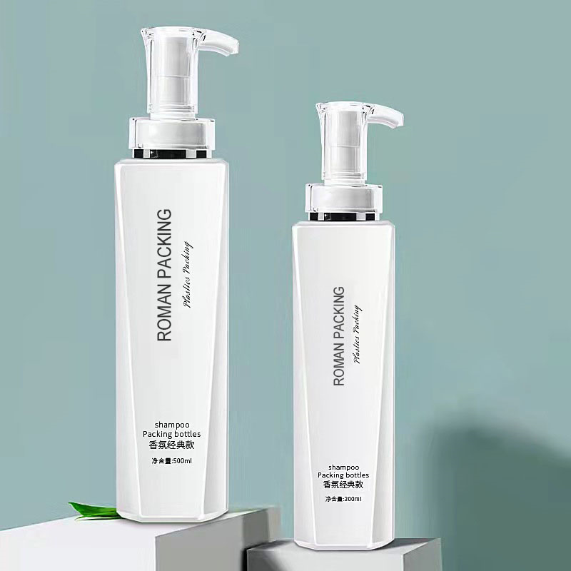 لاکچری وایت 300 میلی لیتری 500 میلی لیتری لوسیون بلند و باریک پمپ شامپو بطری ژل دوش بسته بندی شستشوی بدن با پمپ طلا