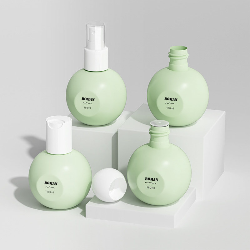 بطری های خالی کروی پلی اتیلن 180 میلی لیتری بطری پمپ لوسیون پلاستیکی قابل شارژ مجدد طرح جدید برای بسته بندی آرایشی عطر کرم شامپو